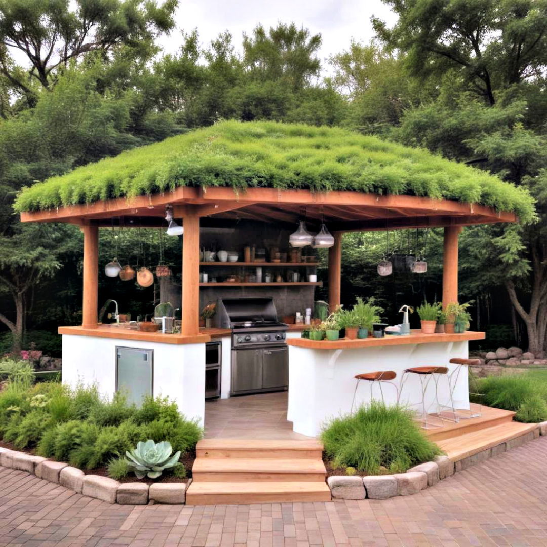 pavilion with living roof - 25 Covered Outdoor Kitchen Ideas