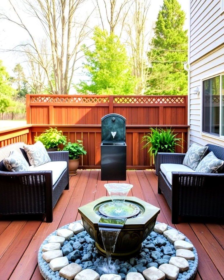 peaceful vibe water feature - 25 Deck Decorating Ideas