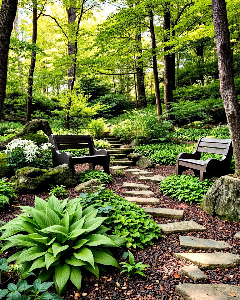 peaceful woodland garden design - 20 Shady Garden Ideas
