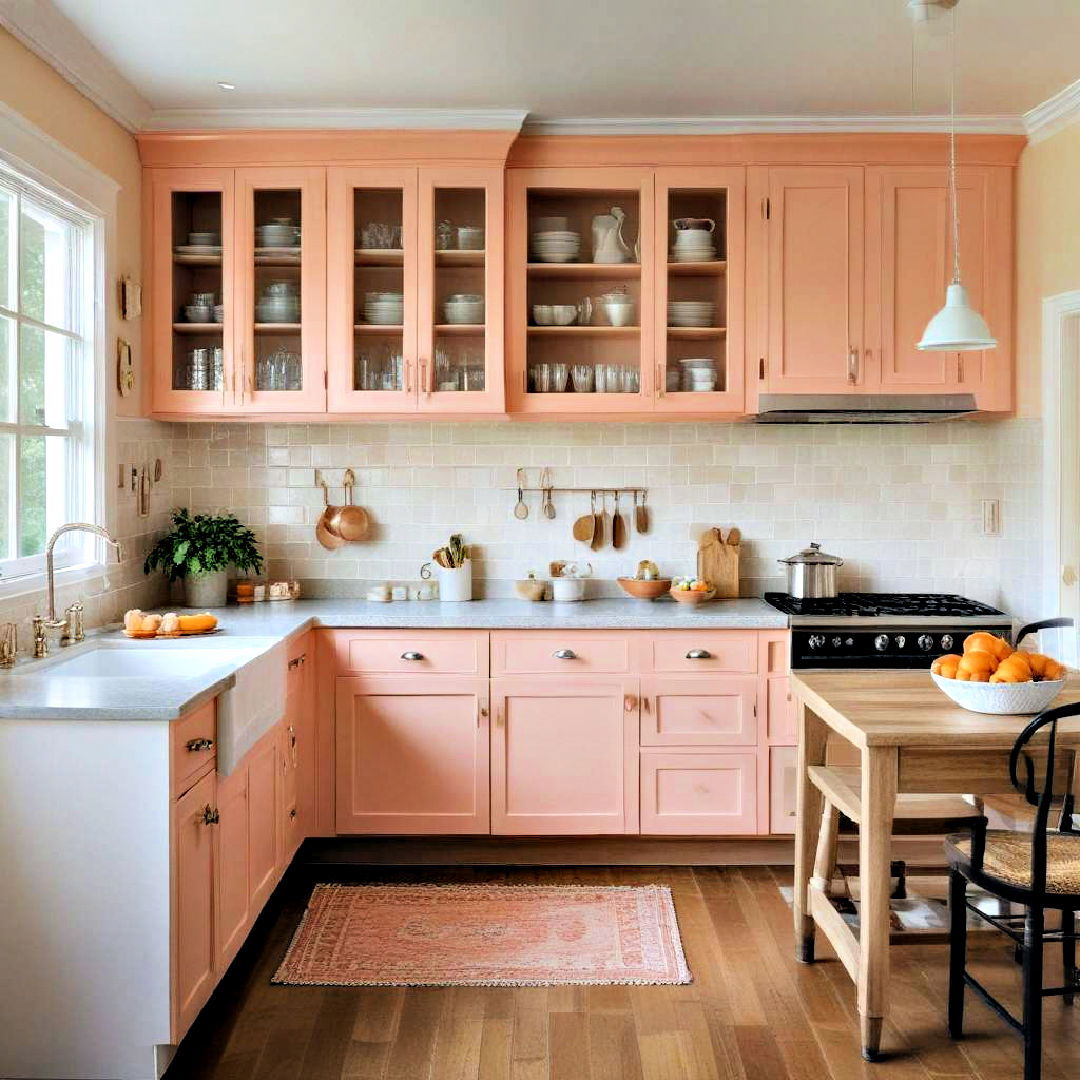 peach painted cabinets for kitchen - 40 Painted Kitchen Cabinet Ideas
