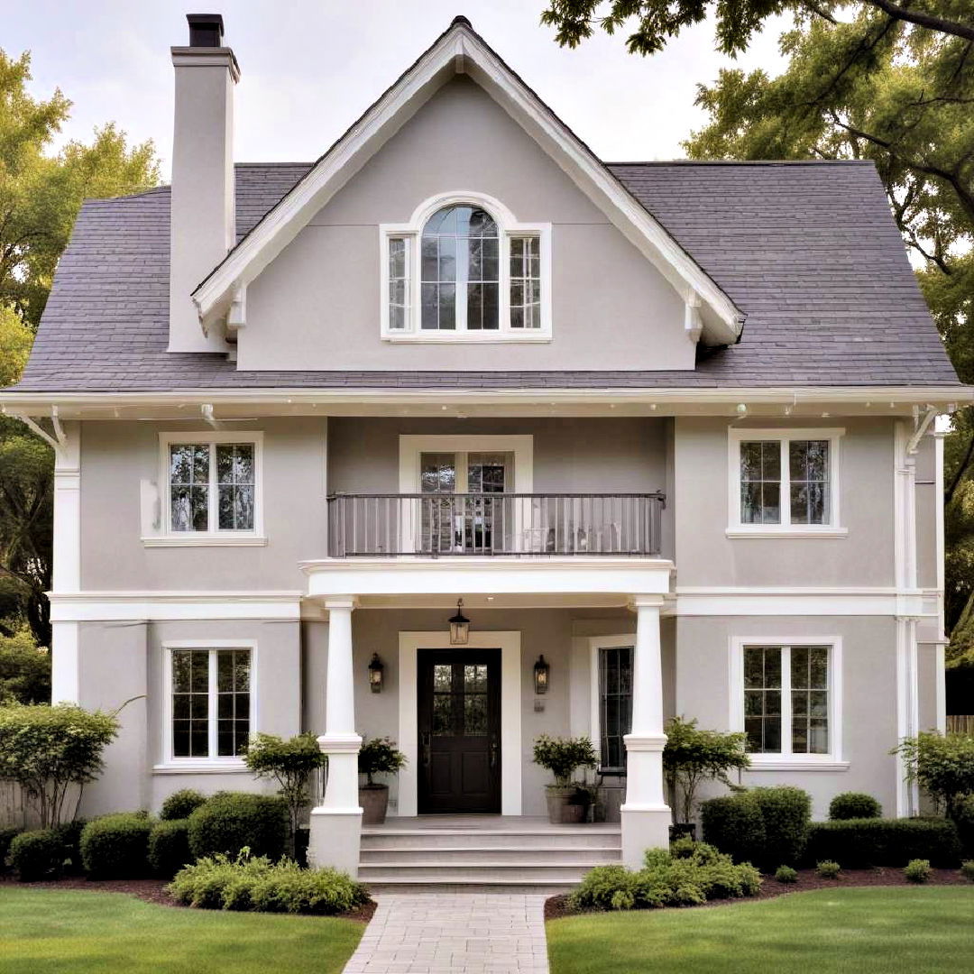pearl gray with cream trims exterior house paint - 40 Gray Exterior House Paint Ideas