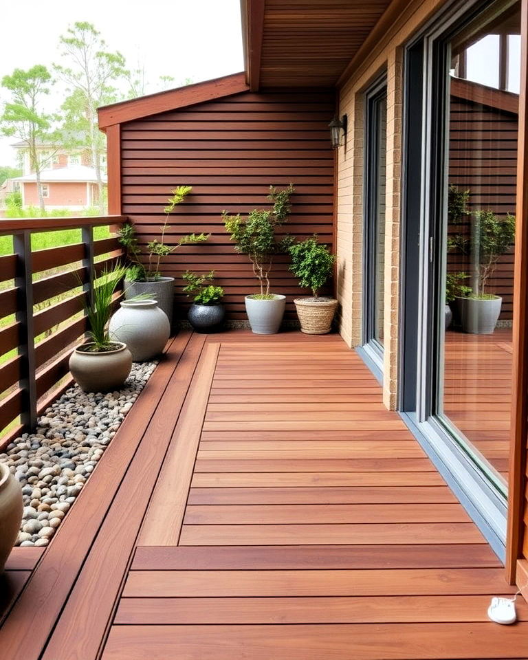 pebble and wood combination ideas - 20 Balcony Deck Ideas