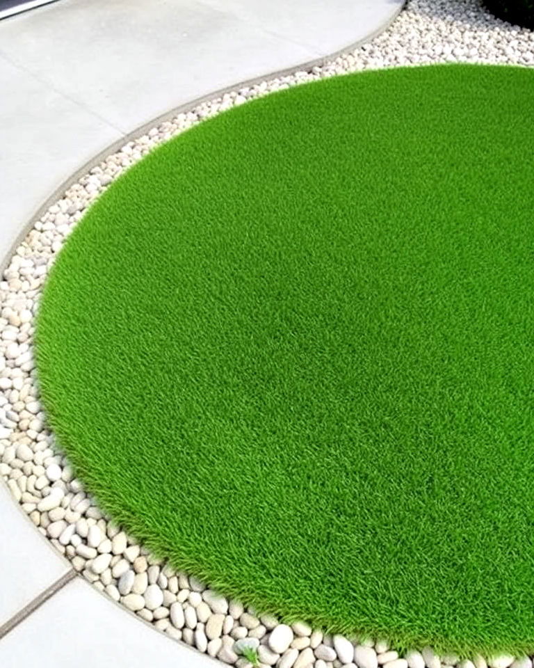 pebble border for circular lawn - 20 Circular Lawn Garden Designs