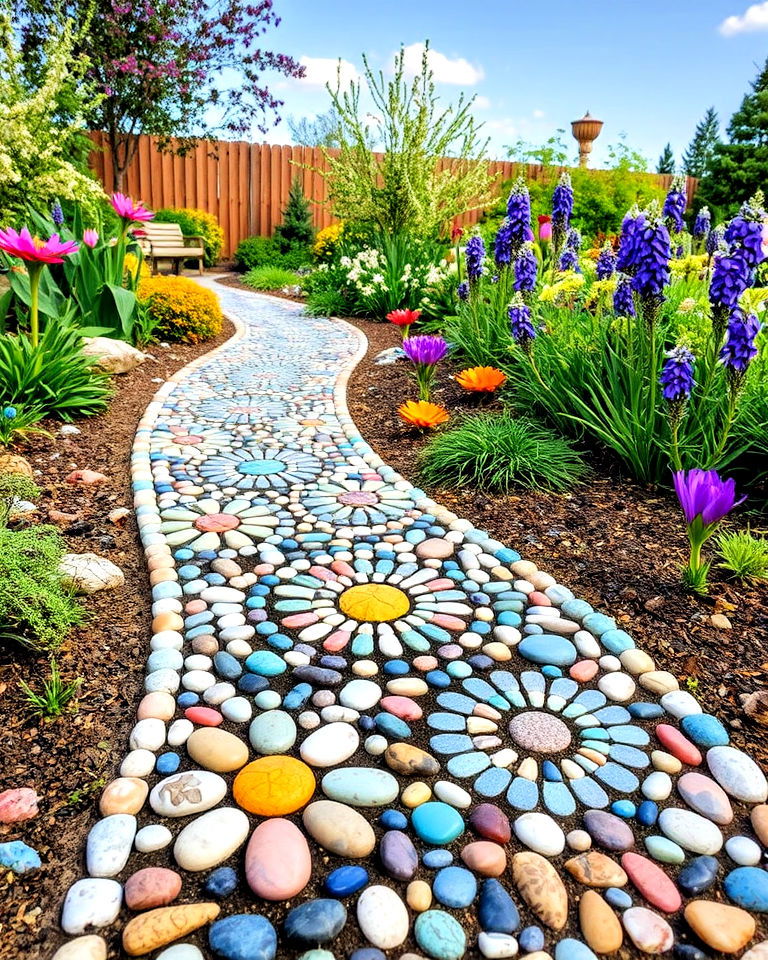 pebble mosaic pathway design - 25 Sensory Garden Ideas