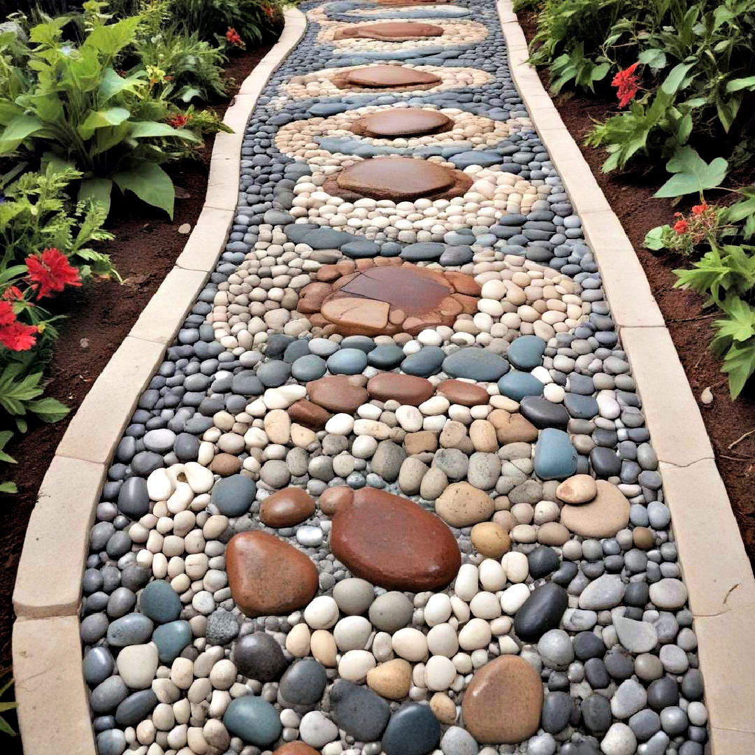 pebble mosaic walkway - 40 Backyard Walkway Ideas