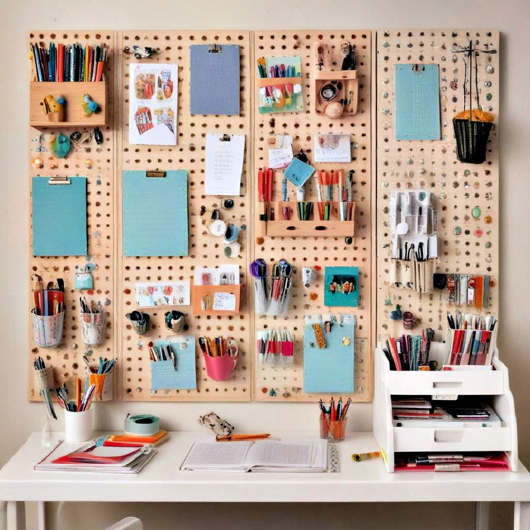 pegboard as versatile storage solution - 40 Teen Room Ideas