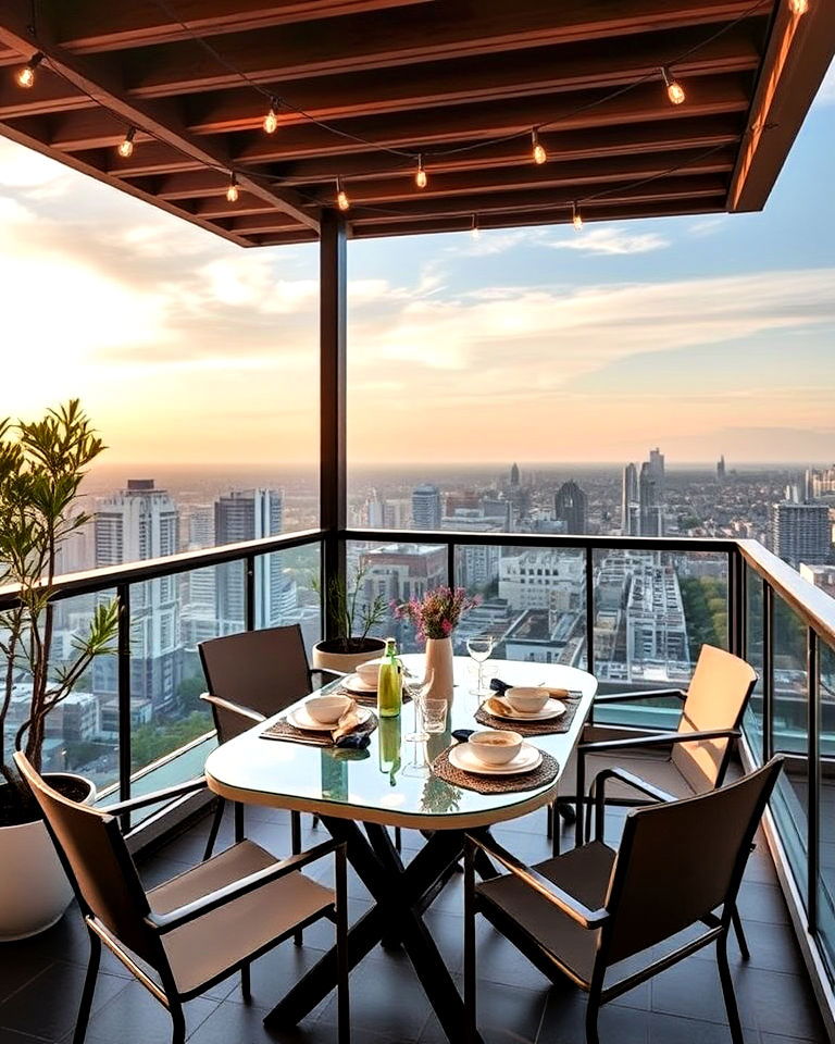 penthouse balcony dining area - 20 Penthouse Balcony Ideas