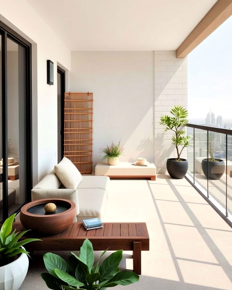 penthouse balcony with minimalist zen space - 20 Penthouse Balcony Ideas