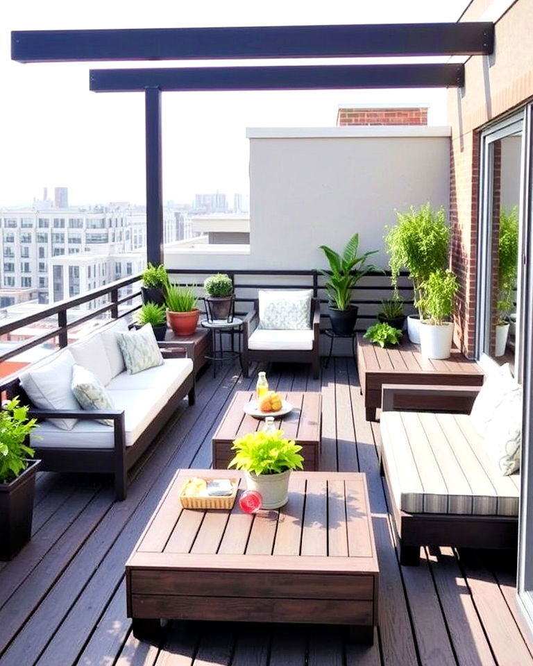 penthouse balcony with multi level decking - 20 Penthouse Balcony Ideas