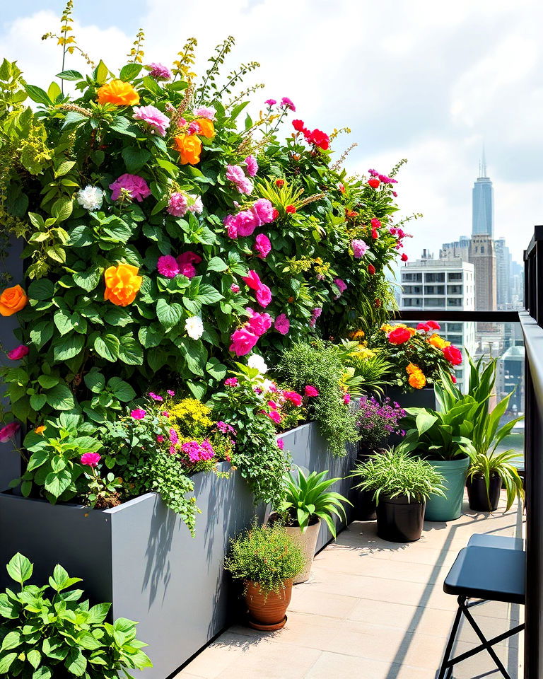 penthouse balcony with rooftop garden oasis - 20 Penthouse Balcony Ideas