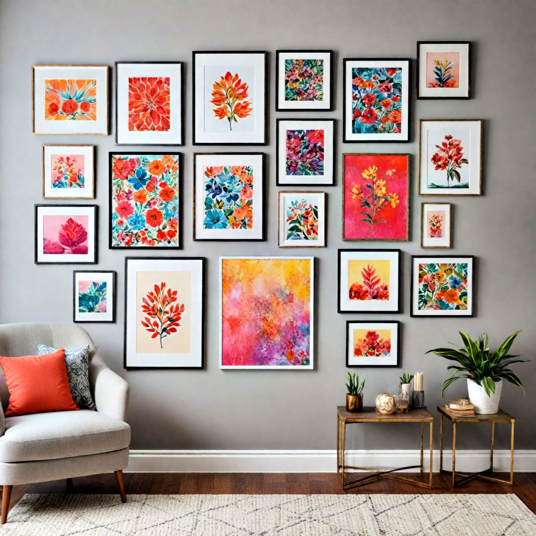 peppy color palette gallery wall - 40 Gallery Wall Ideas