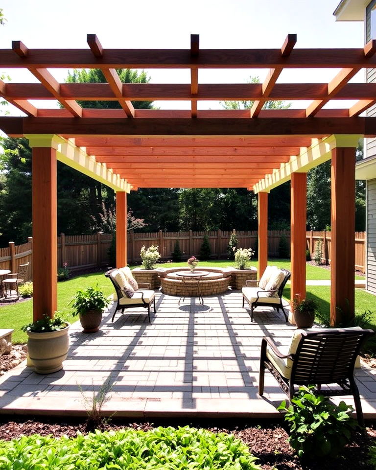 pergola over the paver patio - 40 Paver Patio Ideas
