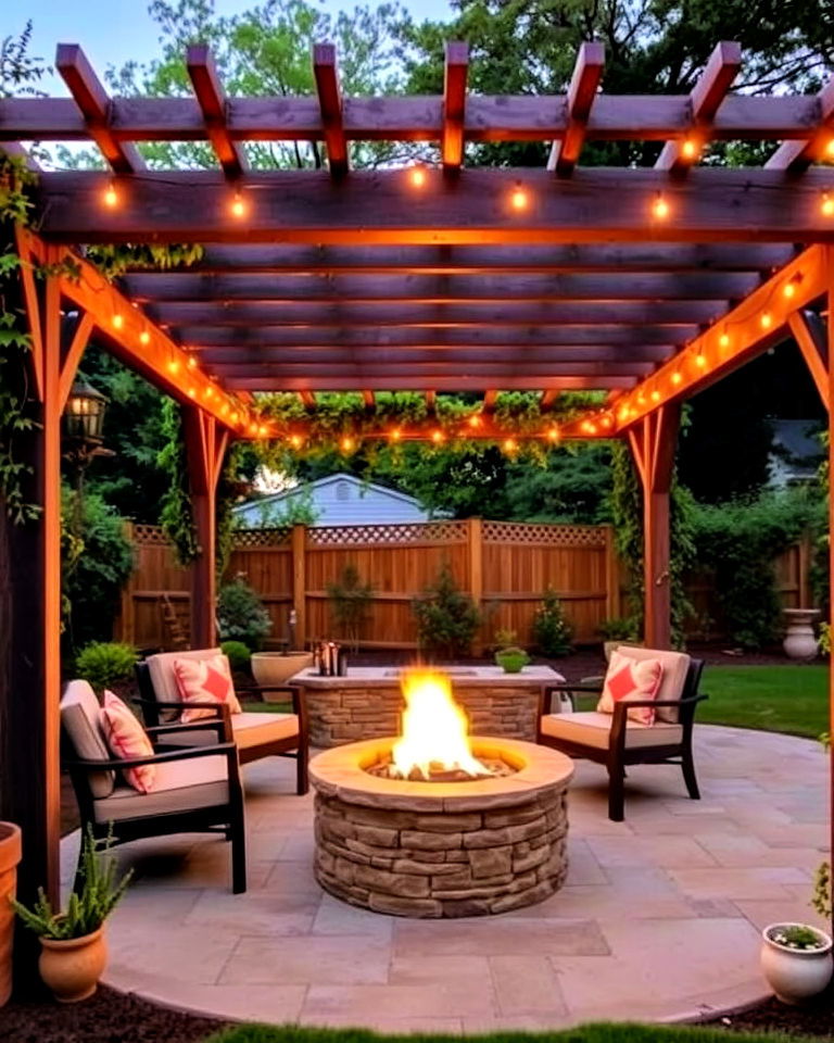 pergola overhead fire pit for front yard - 20 Front Yard Fire Pit Ideas