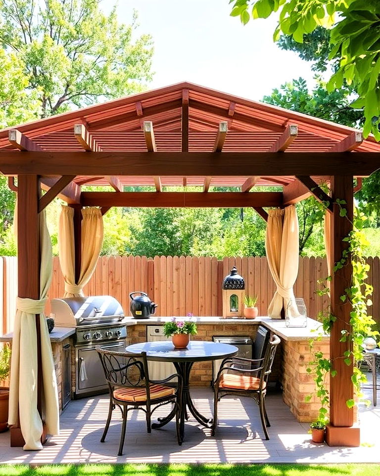 pergola style gazebo with open air kitchen ideas - 20 Outdoor Kitchen with a Gazebo Ideas