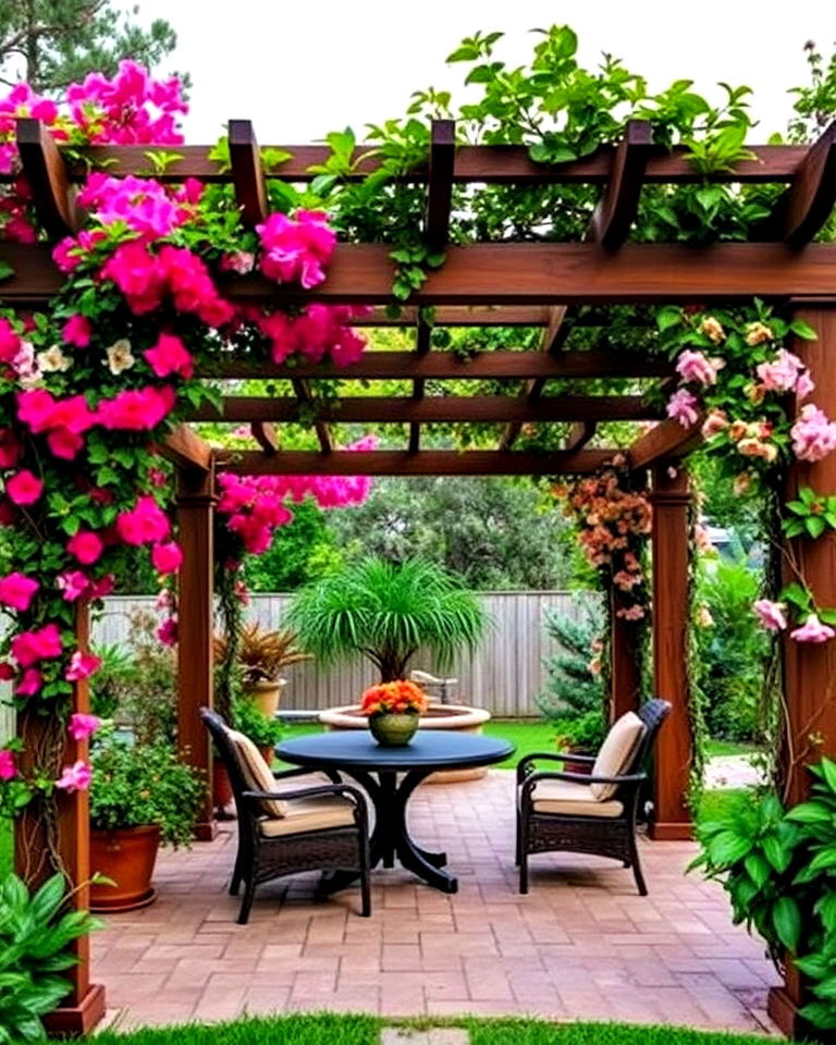 pergola with climbing plants for magical ambiance - 30 Florida Backyard Ideas