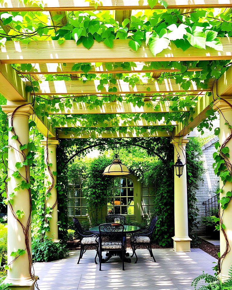 pergola with climbing vines - 20 Italian Backyard Ideas
