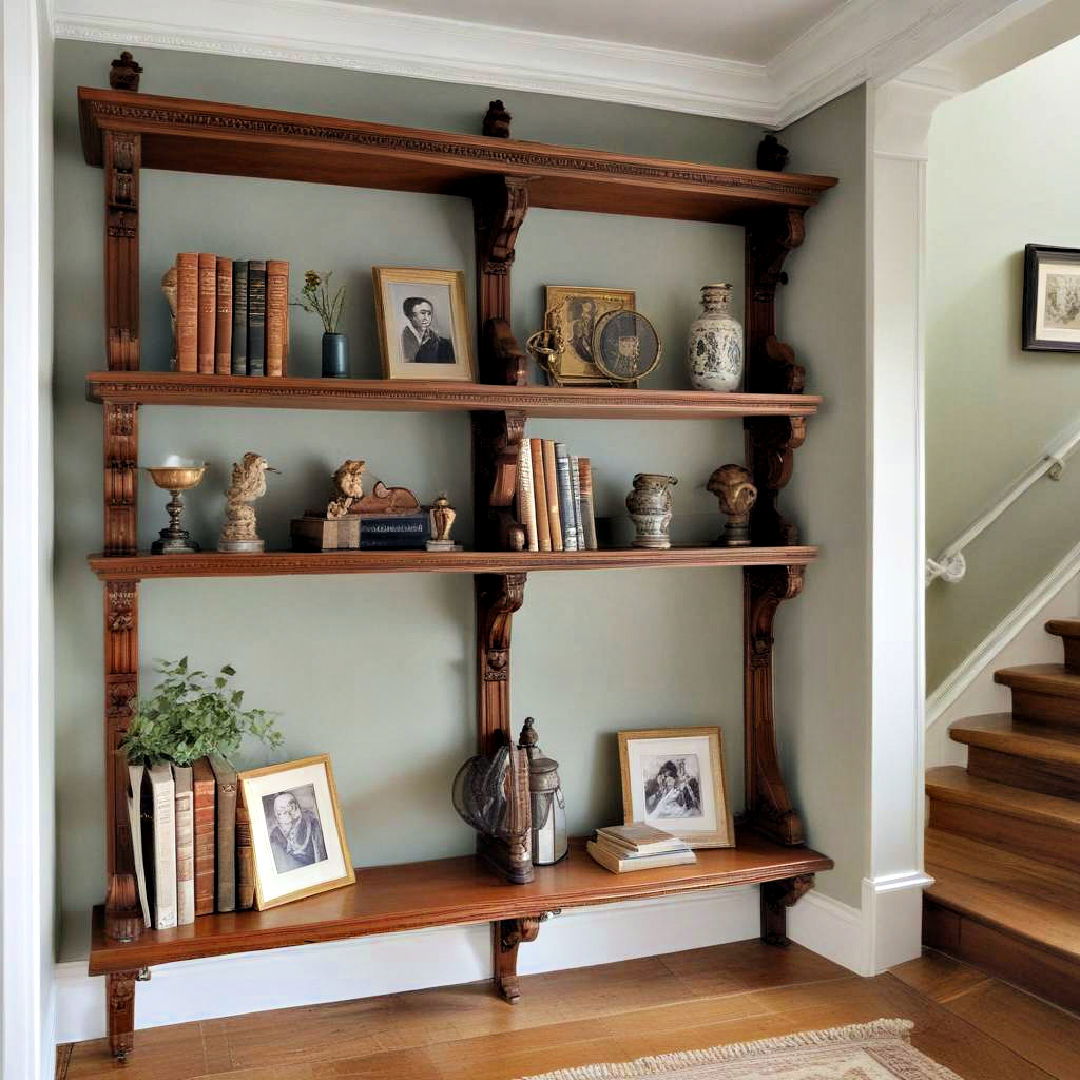 period style shelving to display decorative items - 20 Victorian Hallway Ideas