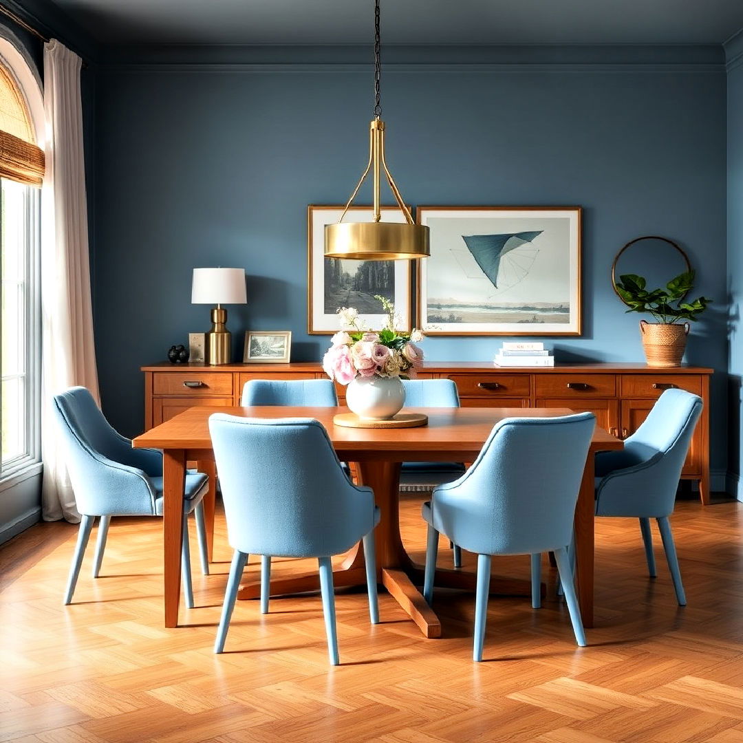 periwinkle blue chairs for dining room - 40 Blue Dining Room Ideas