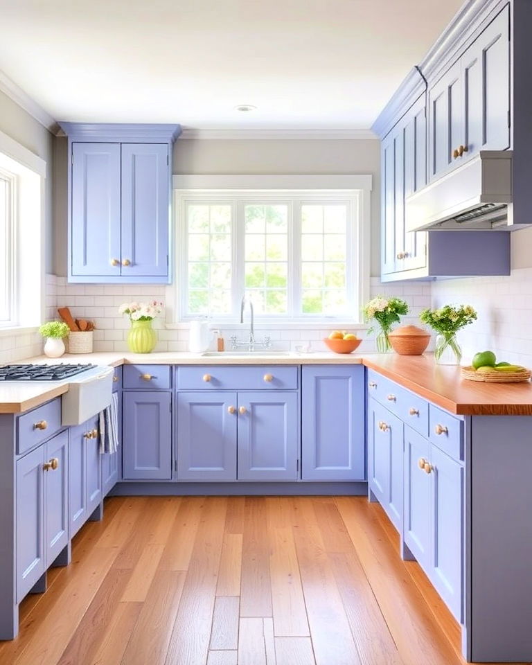 periwinkle blue kitchen cabinets - 30 Blue Farmhouse Kitchen Cabinets