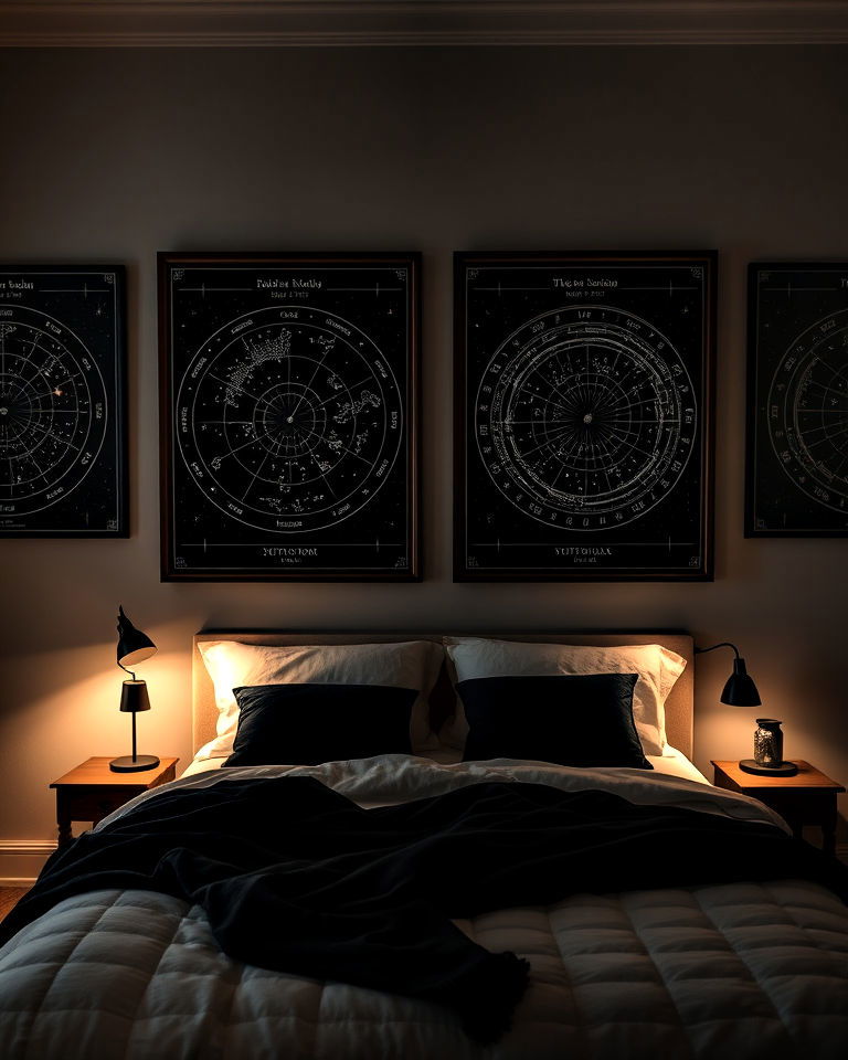 personalized astrological signs and star maps - 20 Galaxy Space-themed Bedroom Ideas