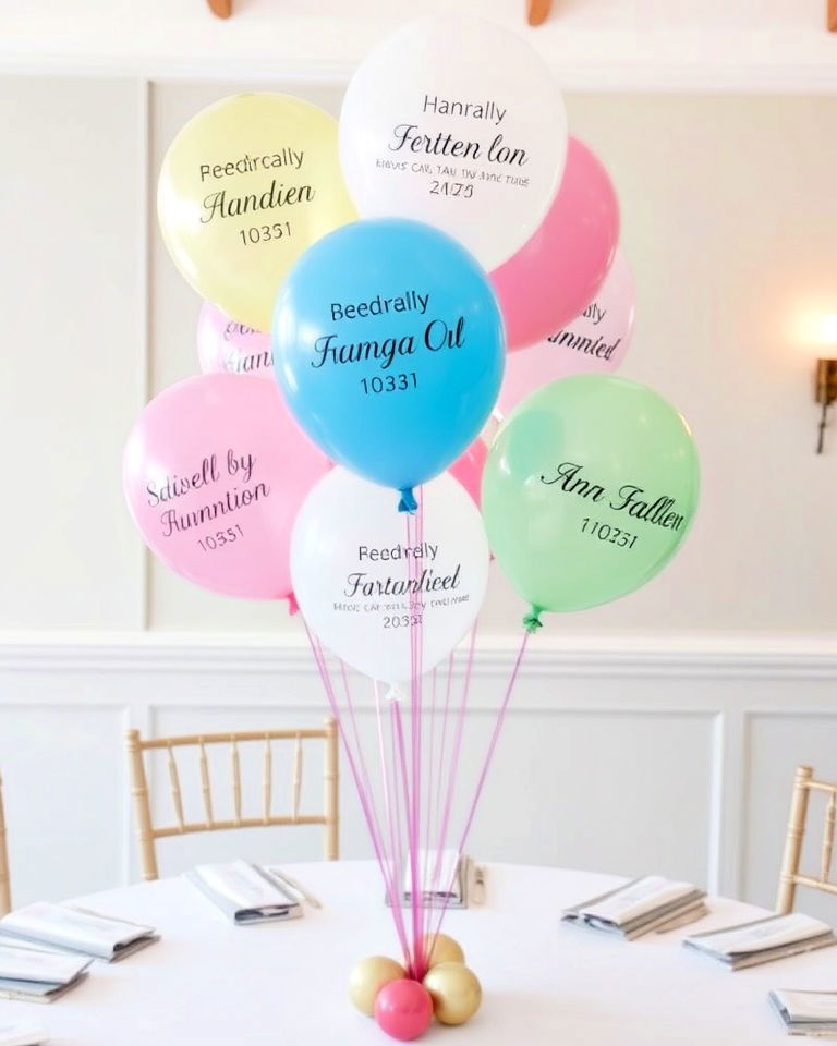 personalized balloons with names as centerpiece - 25 Balloon Centerpiece Ideas