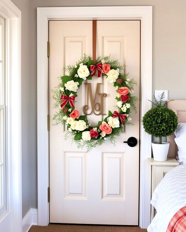 personalized decorative wreath - 25 Bedroom Door Decorating Ideas