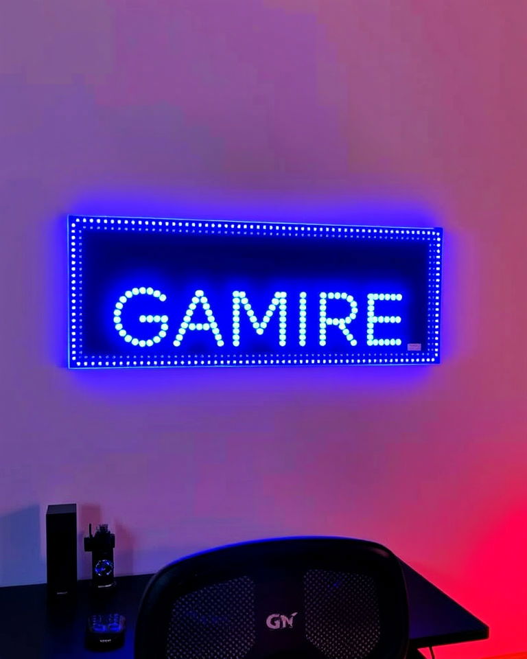 personalized led sign for gamer girl room - 20 Gamer Girl Room Ideas