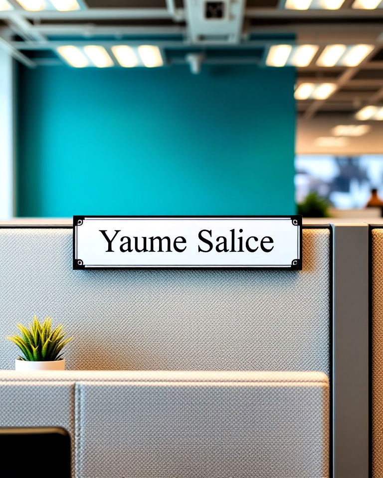 personalized name plate for cubicle - 30 Cubicle Decor Ideas