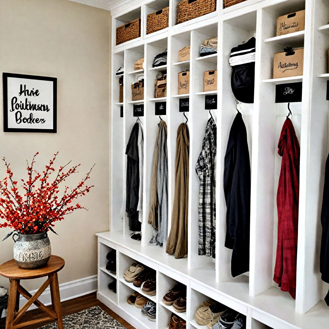 personalized name tags for mudroom lockers - 40 Mudroom Ideas