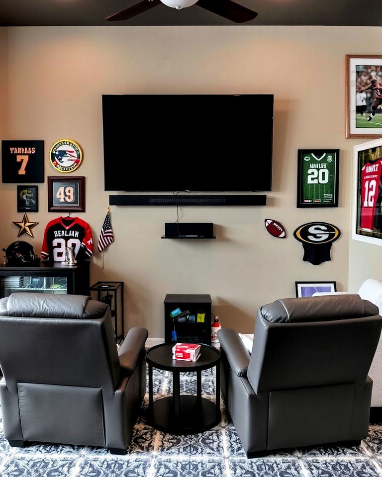 personalized sports viewing zone - 30 Rec Room Ideas
