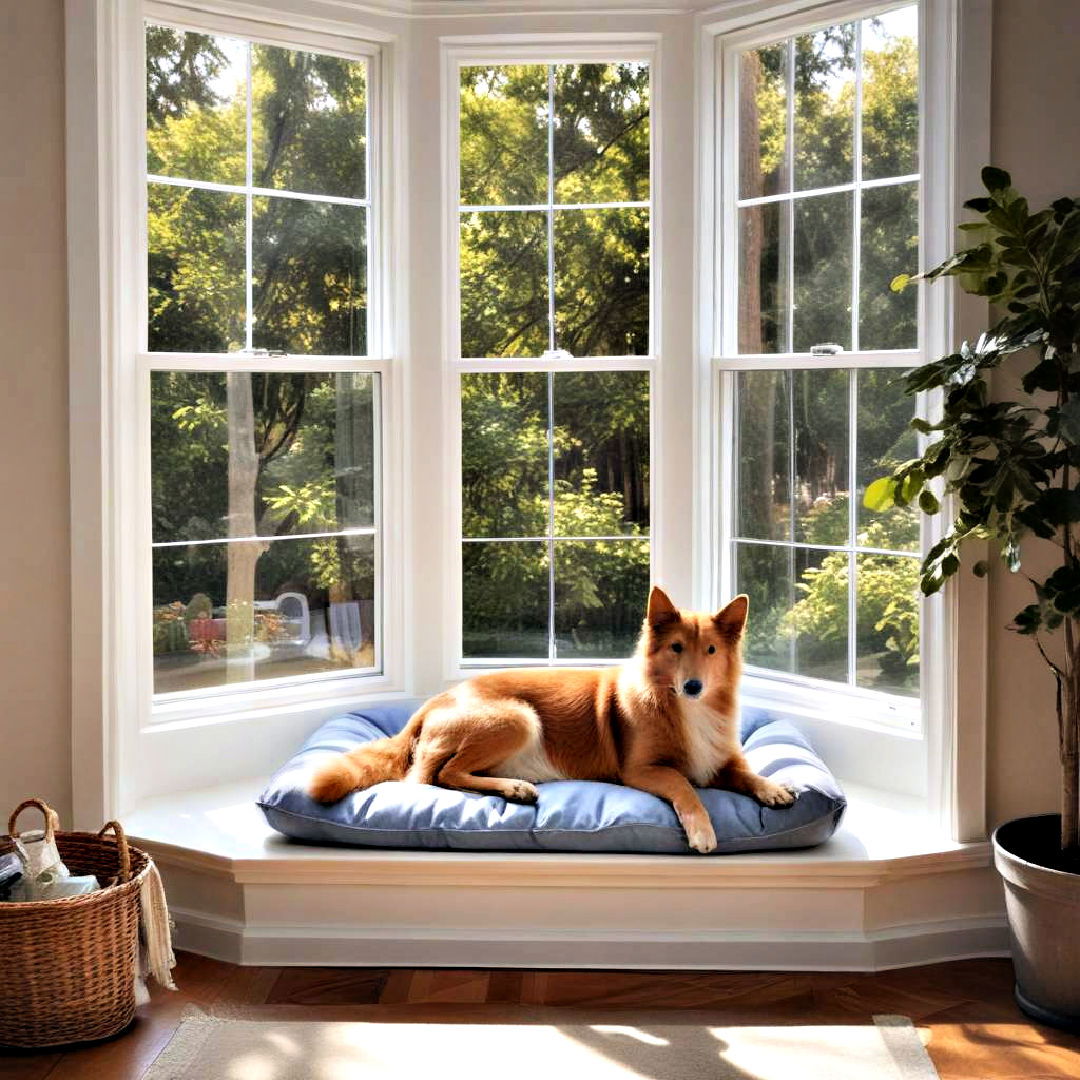 pet bed for bay window - 40 Bay Window Ideas