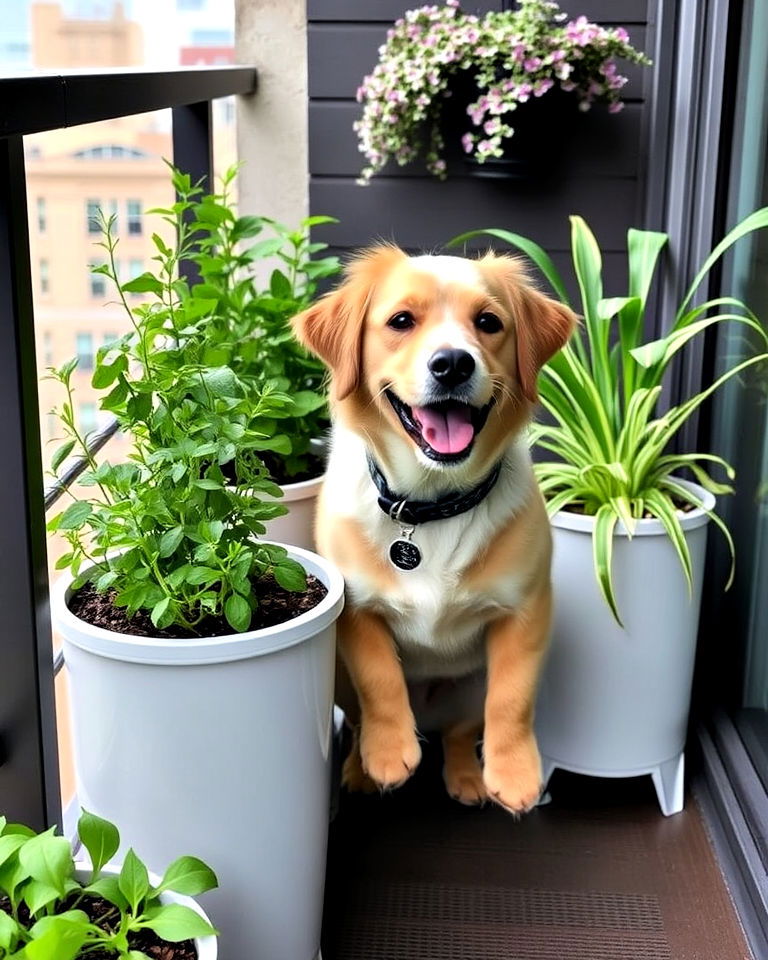 pet safe plants in balcony planters - 20 Dog Balcony Ideas