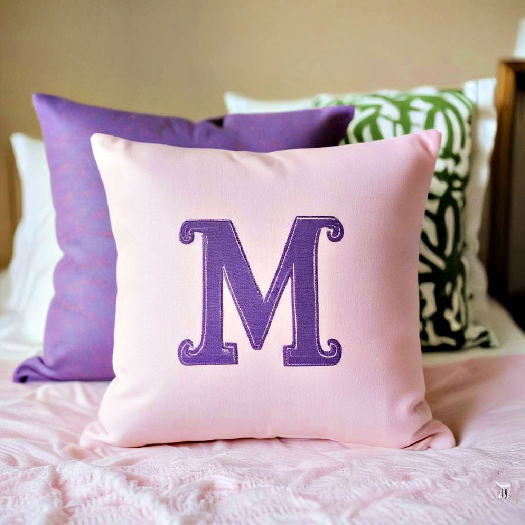 pillow covers with monogram - 30 Preppy Room Ideas