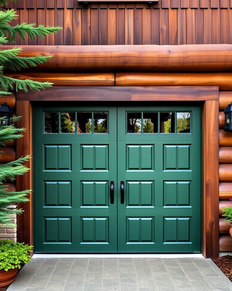 pine green garage door design - 20 Green Garage Door Ideas