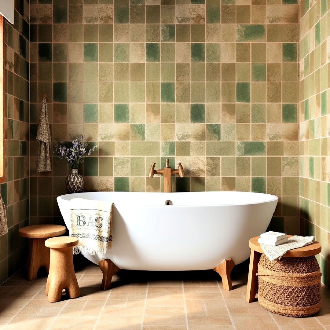 pine green terracotta tiles for bathroom - 25 Green Tile Bathroom Ideas