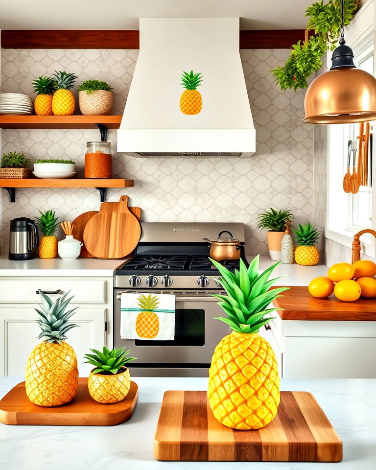 pineapple themed accents - 20 Tropical Kitchen Ideas