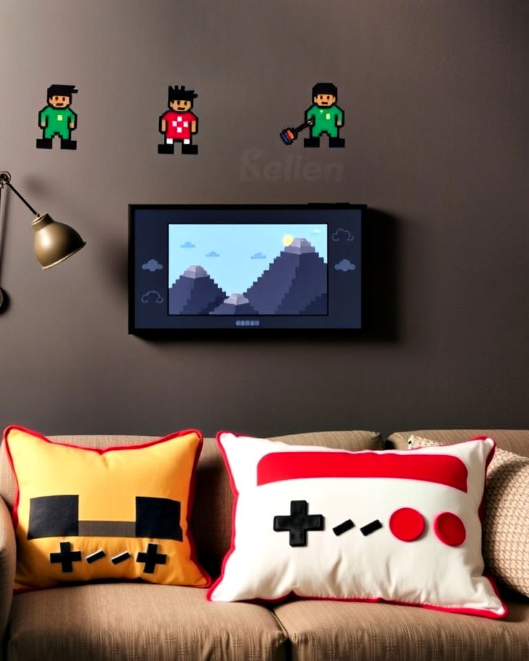 pixel art decor for retro game room - 30 Retro Game Room Ideas