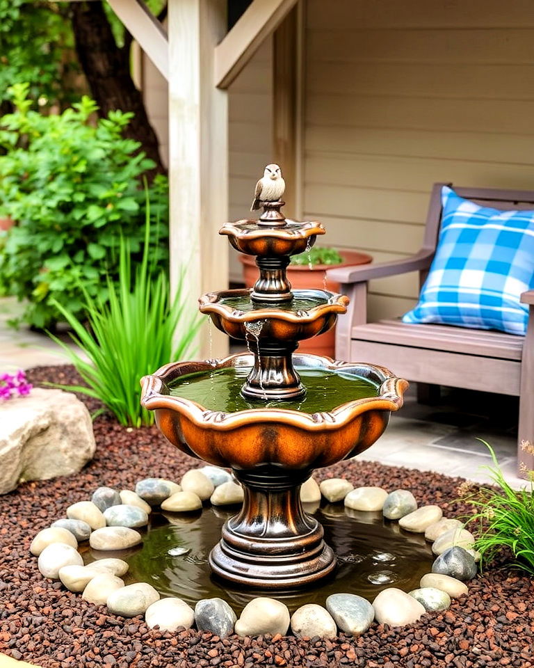 place bird friendly fountain - 15 Water Garden Ideas
