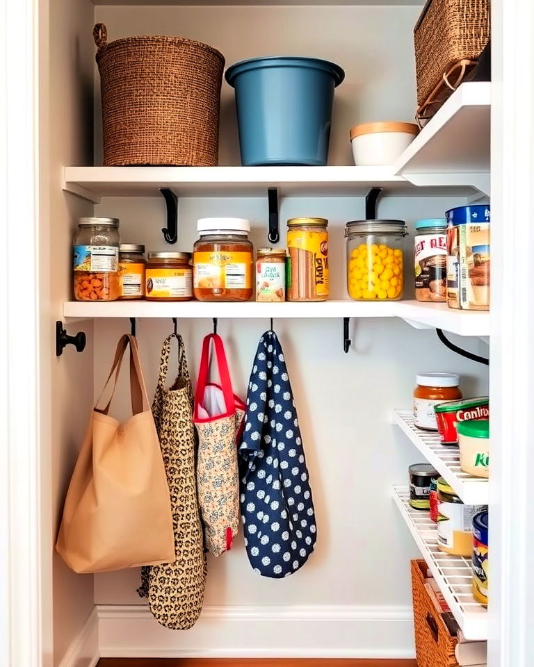 place hooks on pantry wall - 30 Small Pantry Ideas