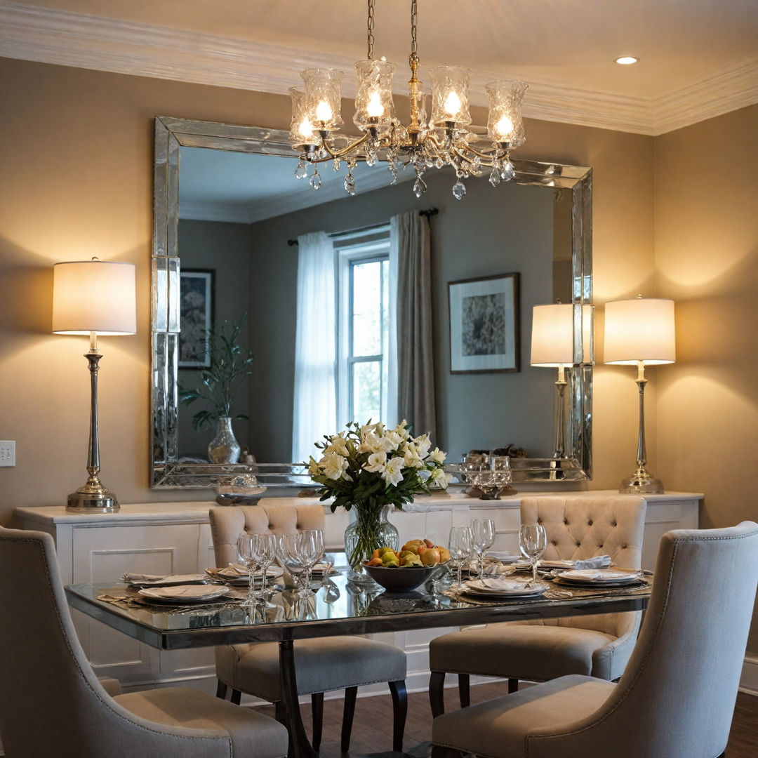 place large mirror on a wall - 40 Dining Room Decor Ideas