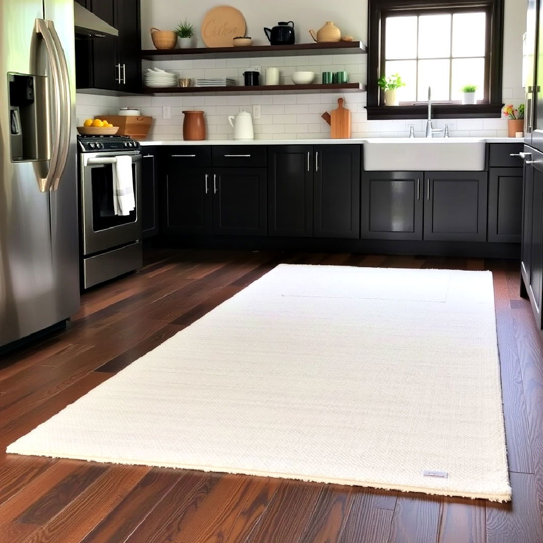 place light colored rug in kitchen - 25 Kitchen With Dark Wood Floors
