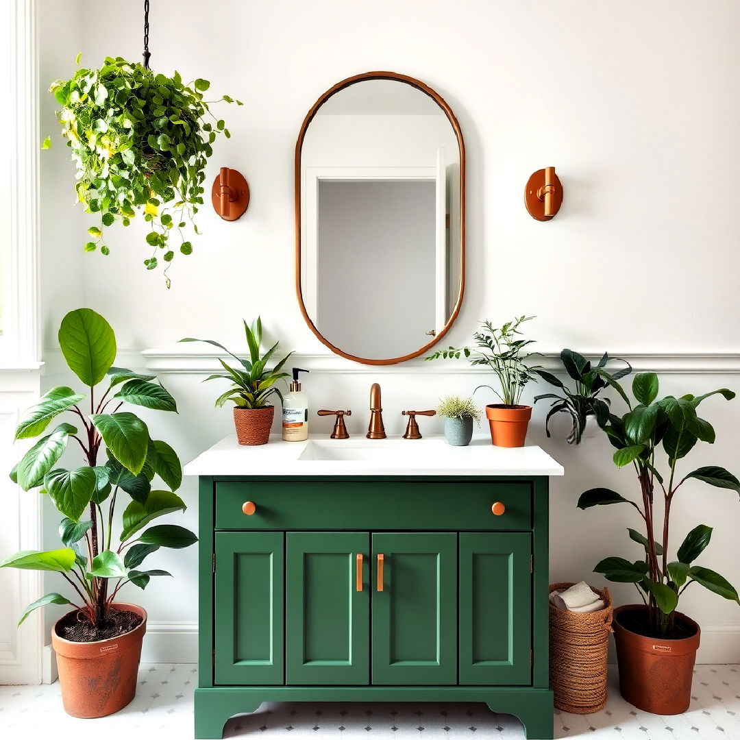 place plants around green vanity - 15 Bathroom With Green Vanity