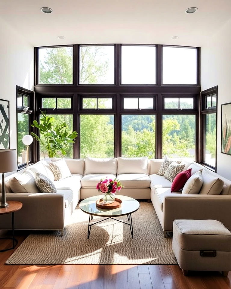 place sectional against the window - 30 Small Living Room Sectional Layout Ideas