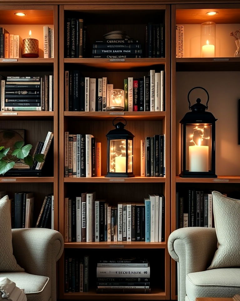place small lanterns on shelves - 30 Lantern Decor Ideas