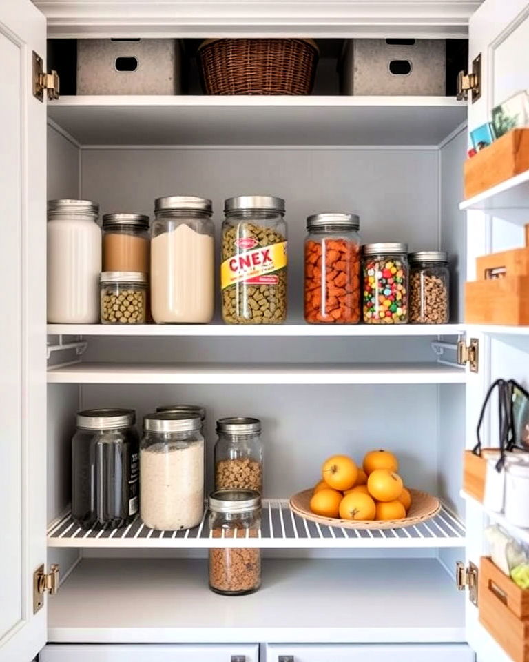 placing heavy items on lower shelves - 30 Small Pantry Ideas