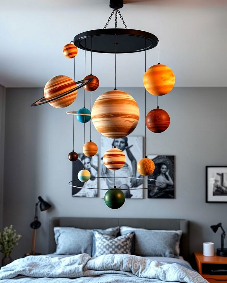 planetary mobile for galaxy themed bedroom - 20 Galaxy Space-themed Bedroom Ideas