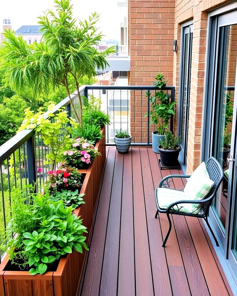 planter integrated balcony decking - 20 Balcony Deck Ideas