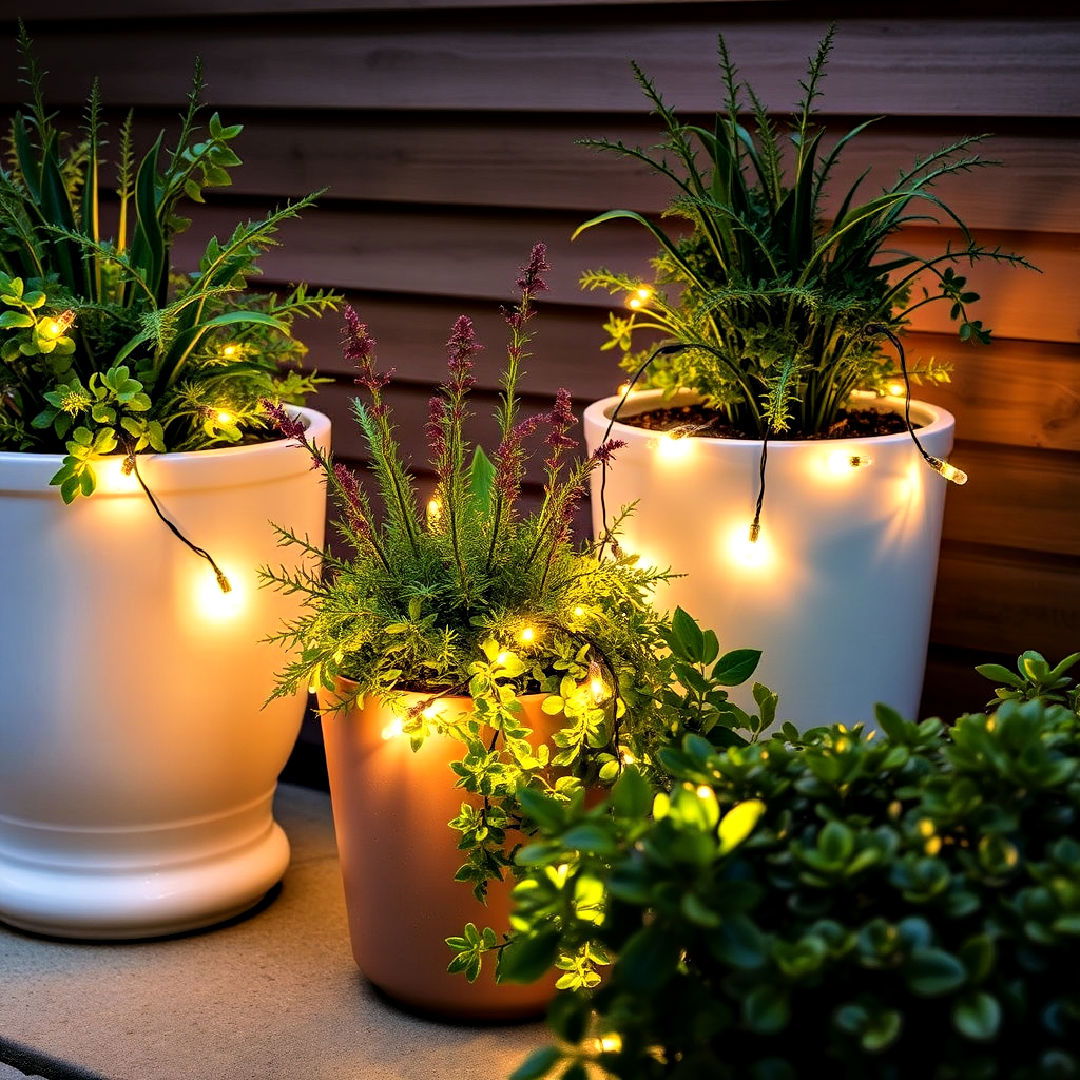 planter string light ideas - 40 Patio String Light Ideas