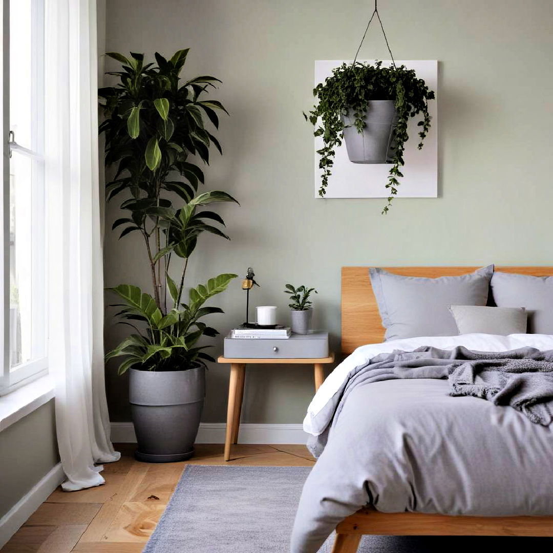 plants for green and grey bedroom - 20 Green and Grey Bedroom Ideas