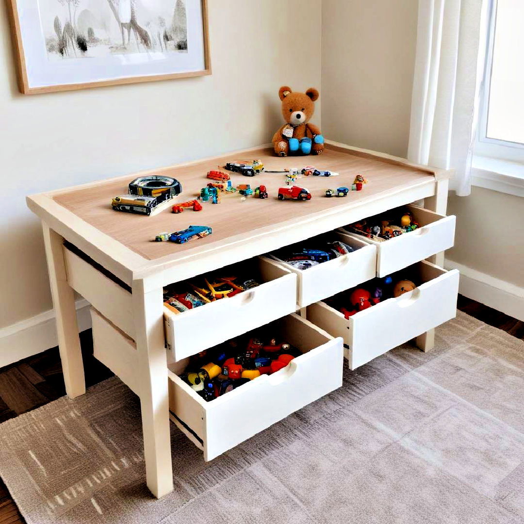 play table with toy storage - 40 Toy Storage Ideas